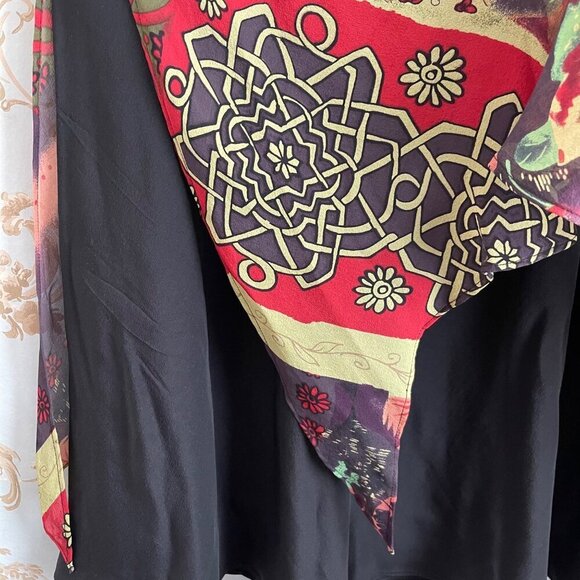 Gala Collection Womens Skirt Size L Boho Patchwork Floral Silk Asymmetrical Hem - Picture 5 of 9